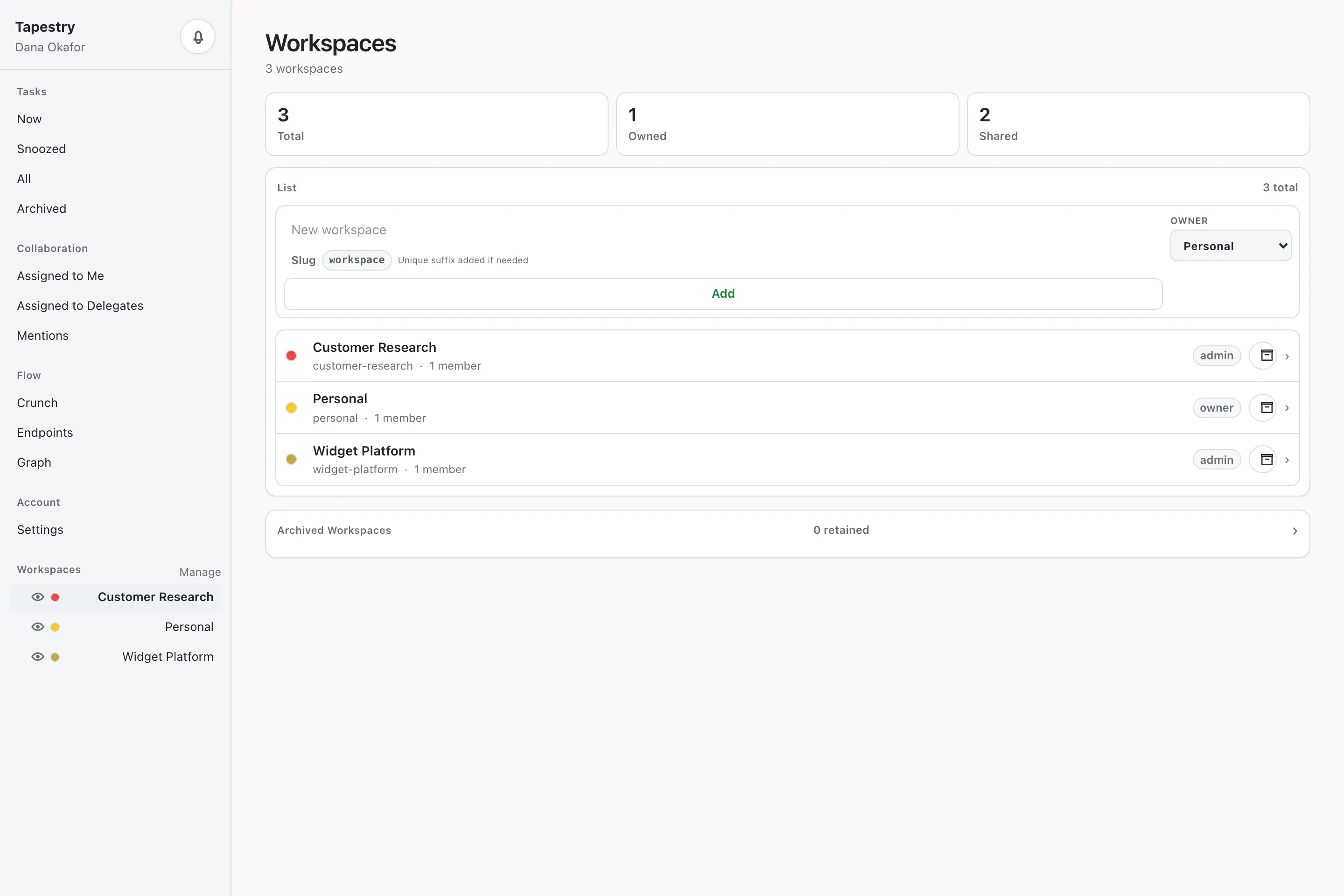 Choosing a workspace owner
